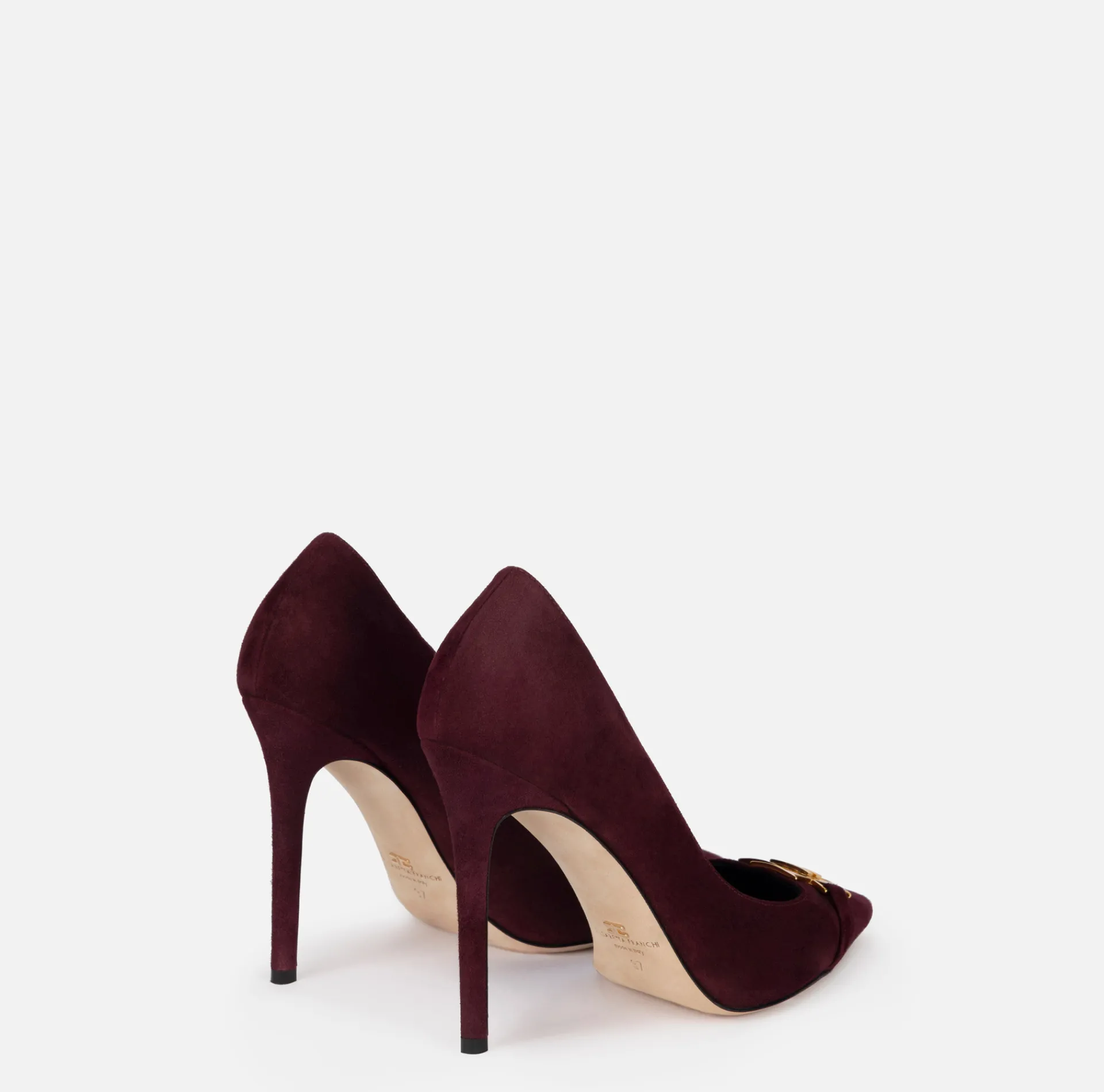 Elisabetta Franchi Pumps|Suede pump with logo plaque RougeNoir