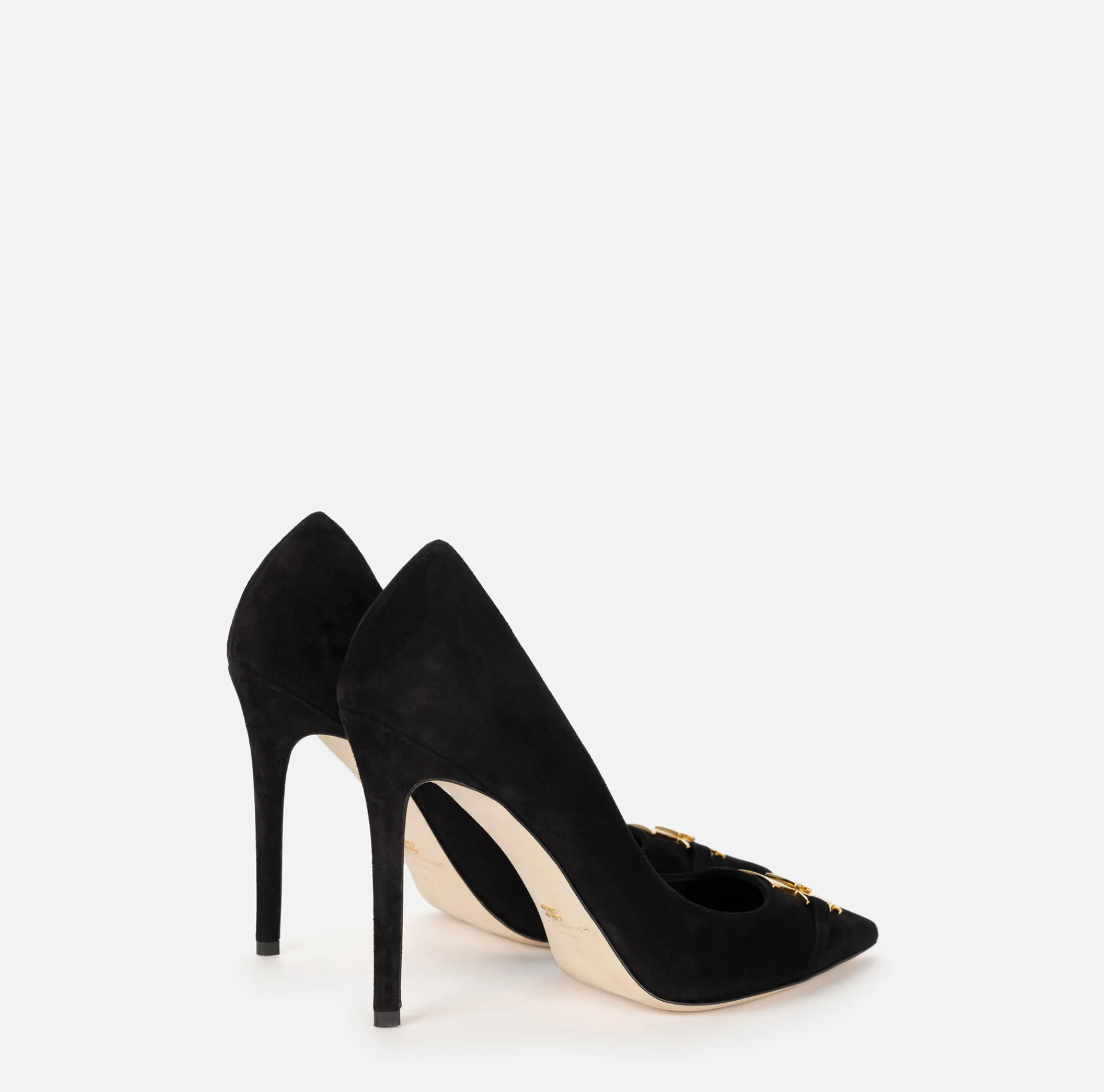 Elisabetta Franchi Pumps|Suede pump with logo plaque Black