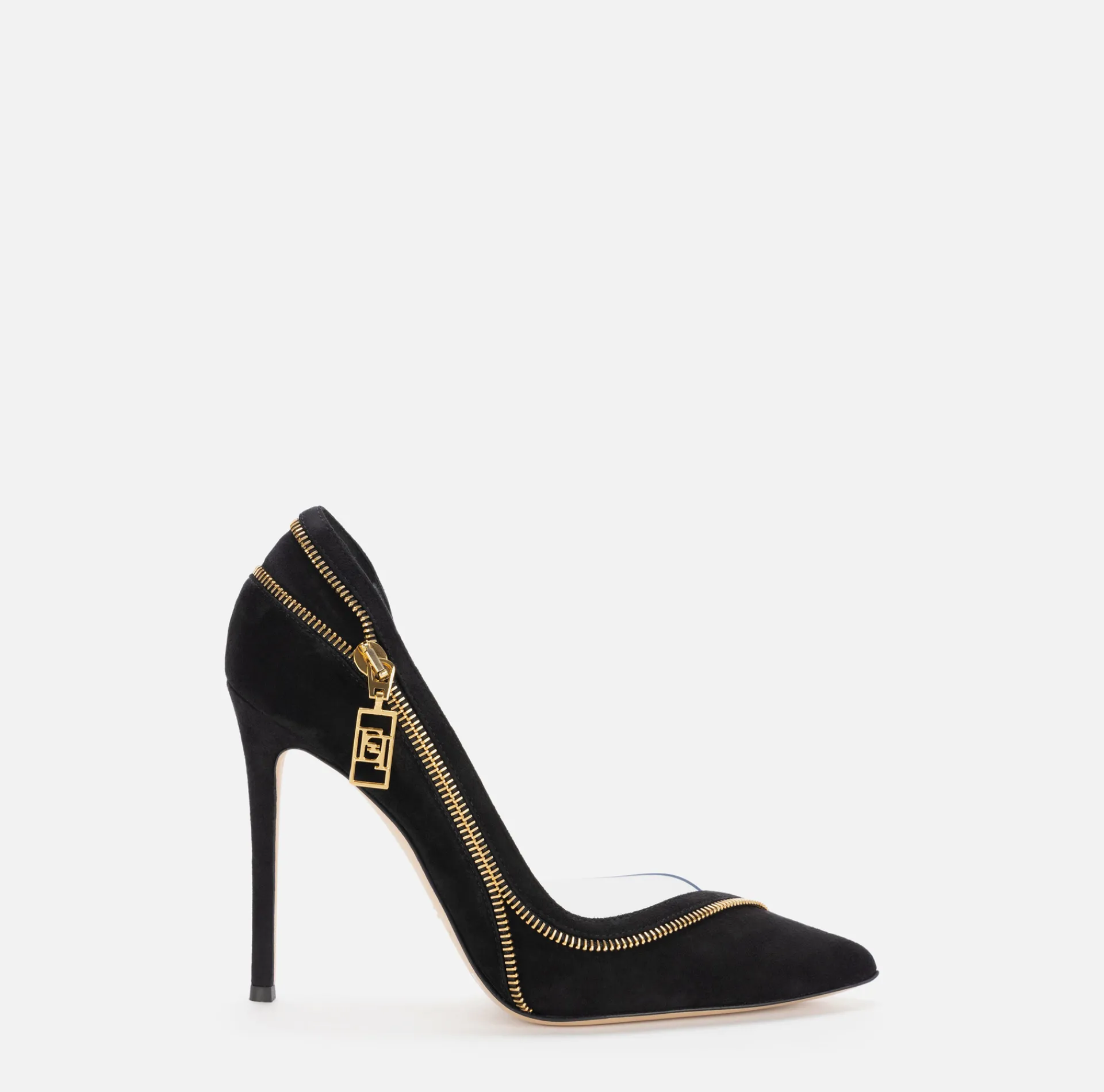 Elisabetta Franchi Pumps|Suede pump with zip Black