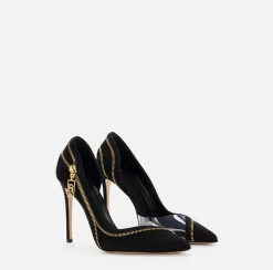 Elisabetta Franchi Pumps|Suede pump with zip Black