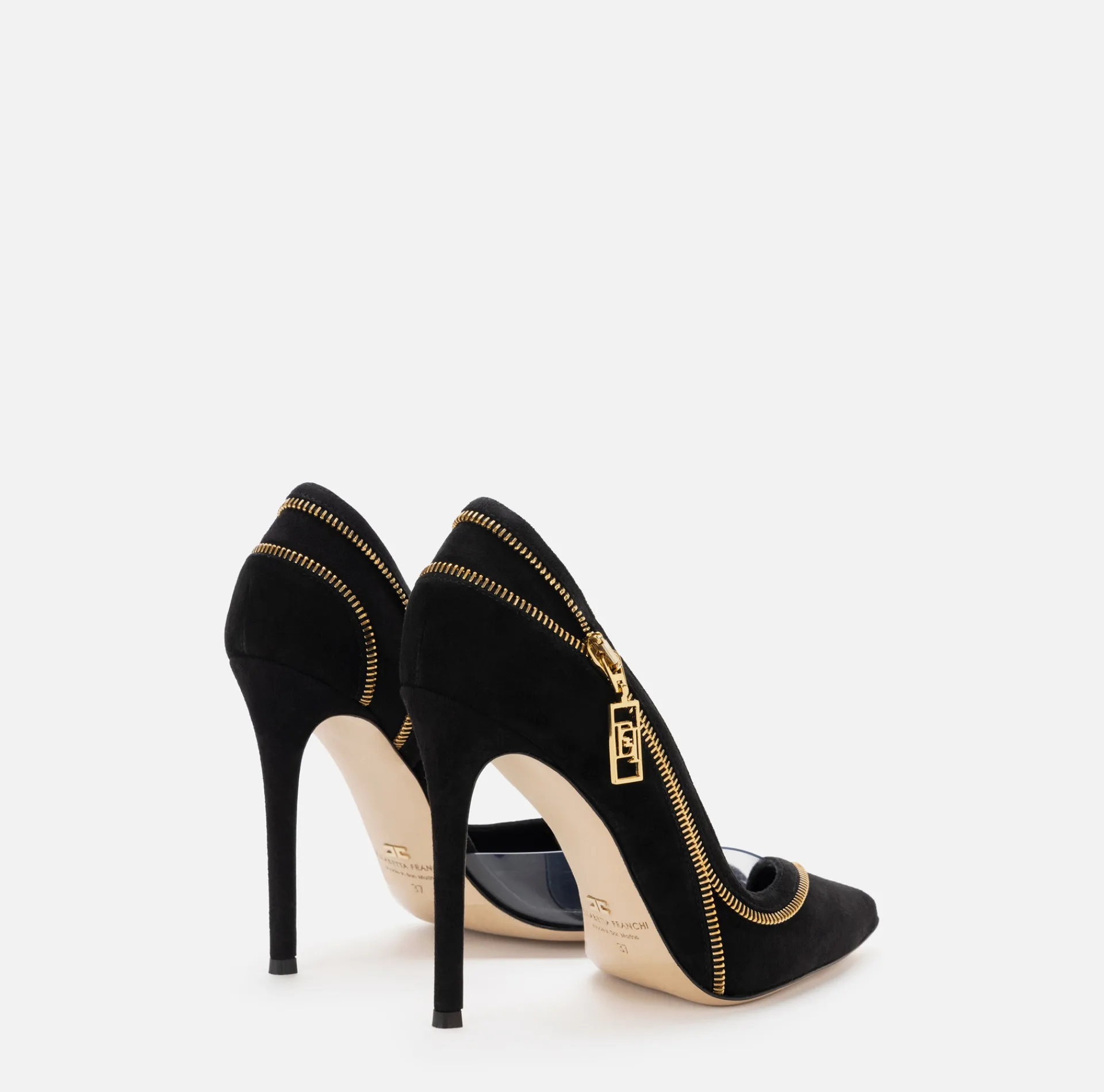 Elisabetta Franchi Pumps|Suede pump with zip Black