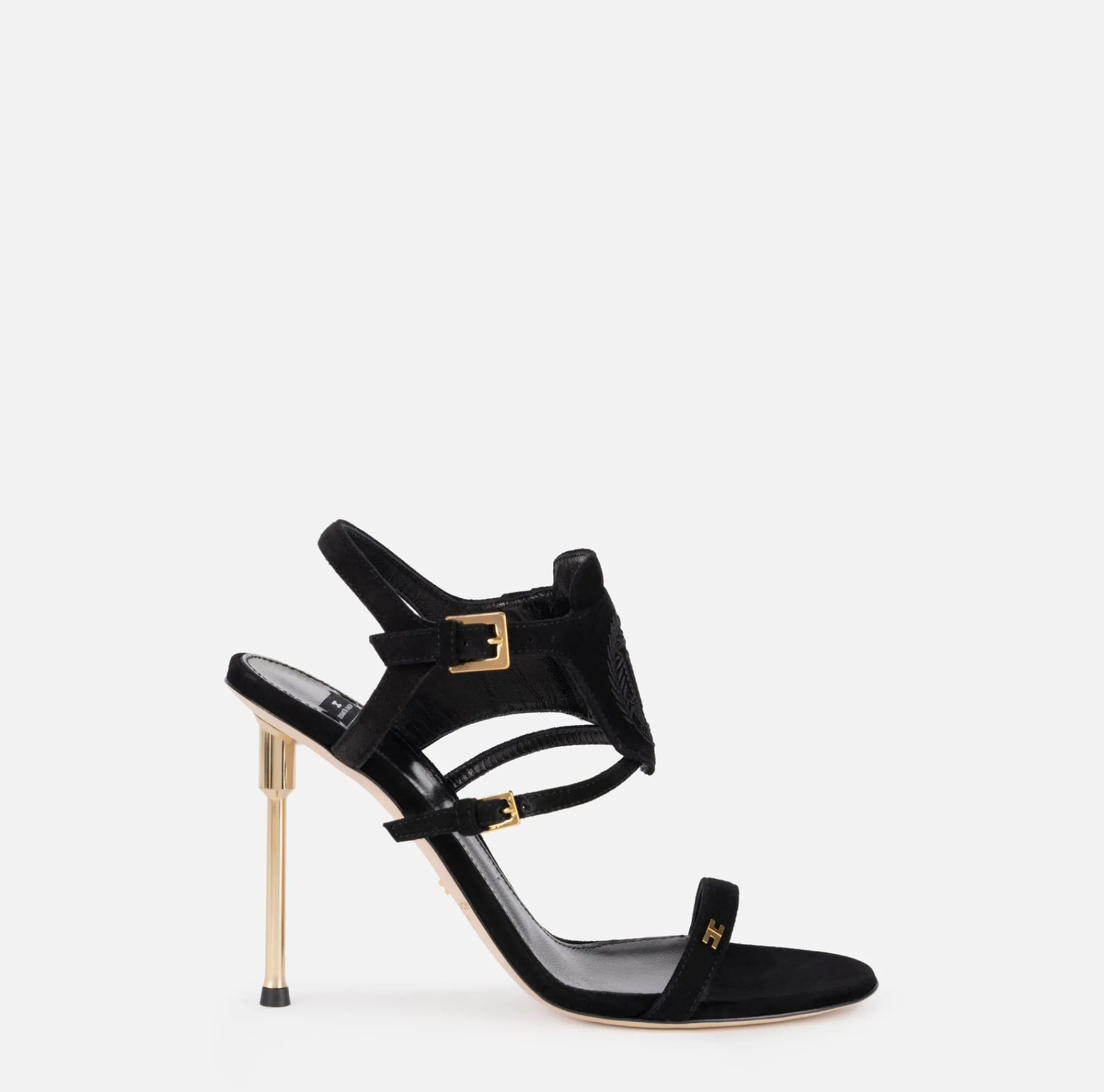 Elisabetta Franchi Sandals|Suede sandal with sculpted heel Black