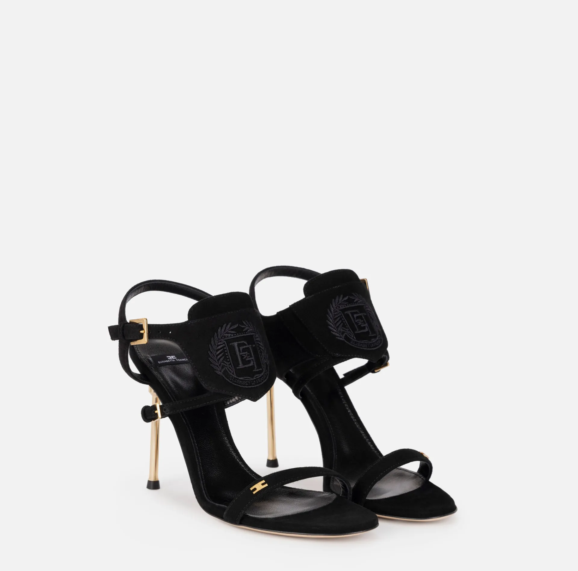 Elisabetta Franchi Sandals|Suede sandal with sculpted heel Black