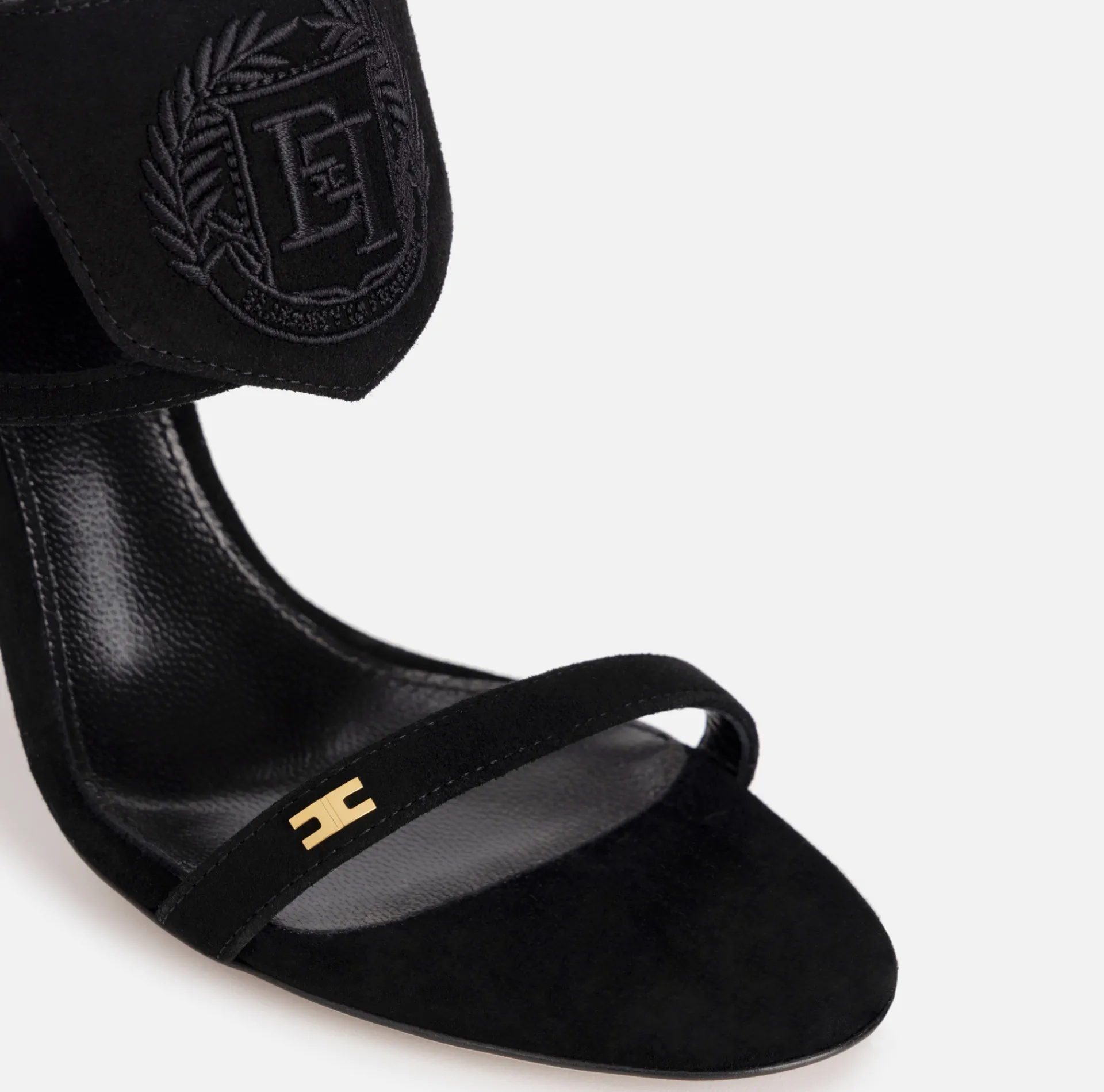 Elisabetta Franchi Sandals|Suede sandal with sculpted heel Black