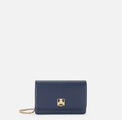 Elisabetta Franchi Strap Bags|Synthetic material shoulder bag with logo plaque Navy
