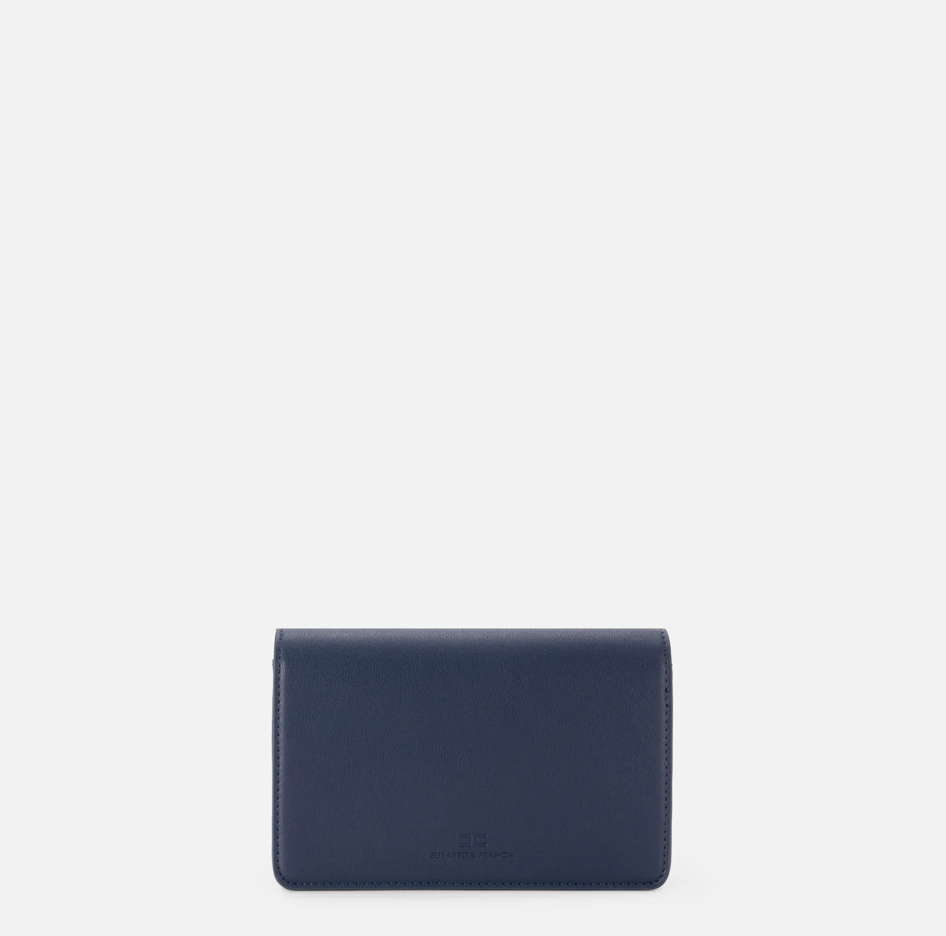 Elisabetta Franchi Strap Bags|Synthetic material shoulder bag with logo plaque Navy