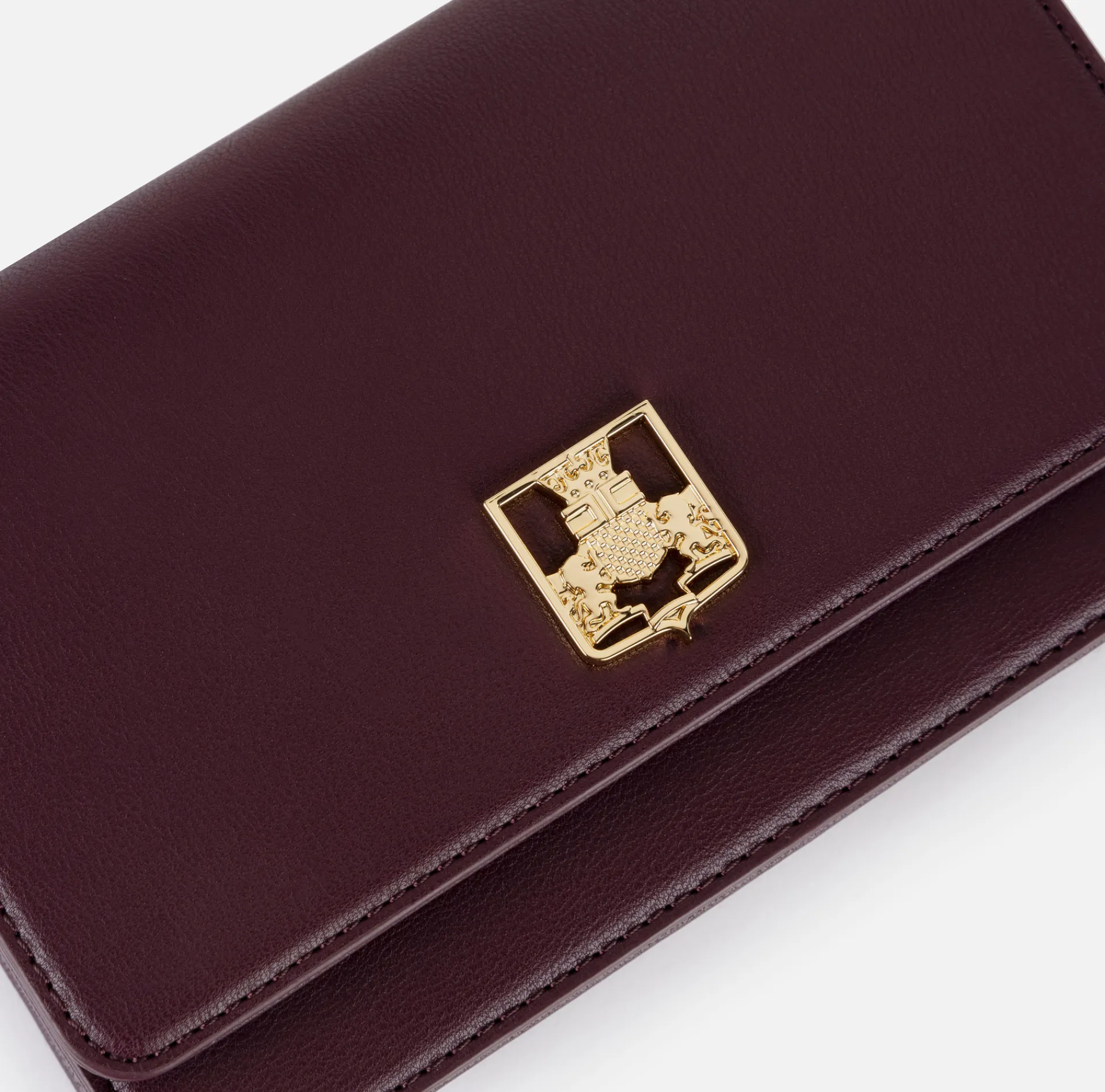 Elisabetta Franchi Strap Bags|Synthetic material shoulder bag with logo plaque RougeNoir