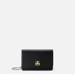Elisabetta Franchi Strap Bags|Synthetic material shoulder bag with logo plaque Black