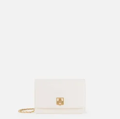Elisabetta Franchi Strap Bags|Synthetic material shoulder bag with logo plaque Butter