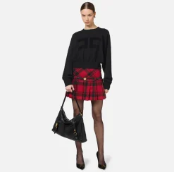 Elisabetta Franchi Skirts|Tartan wool pleated miniskirt RedPassion/Black