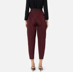 Elisabetta Franchi Trousers And Shorts|Technical nylon boyfriend trousers with logoed elastic RougeNoir