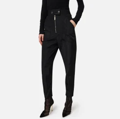 Elisabetta Franchi Trousers And Shorts|Technical nylon boyfriend trousers with logoed elastic Black