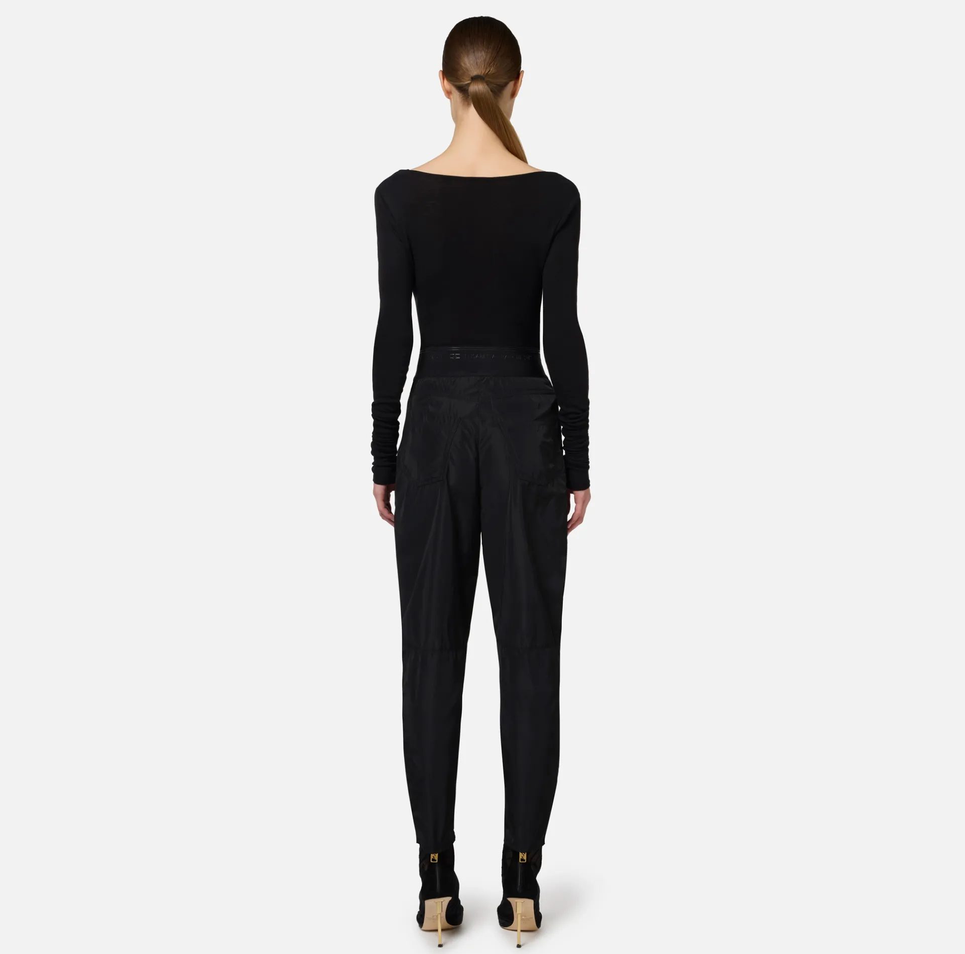 Elisabetta Franchi Trousers And Shorts|Technical nylon boyfriend trousers with logoed elastic