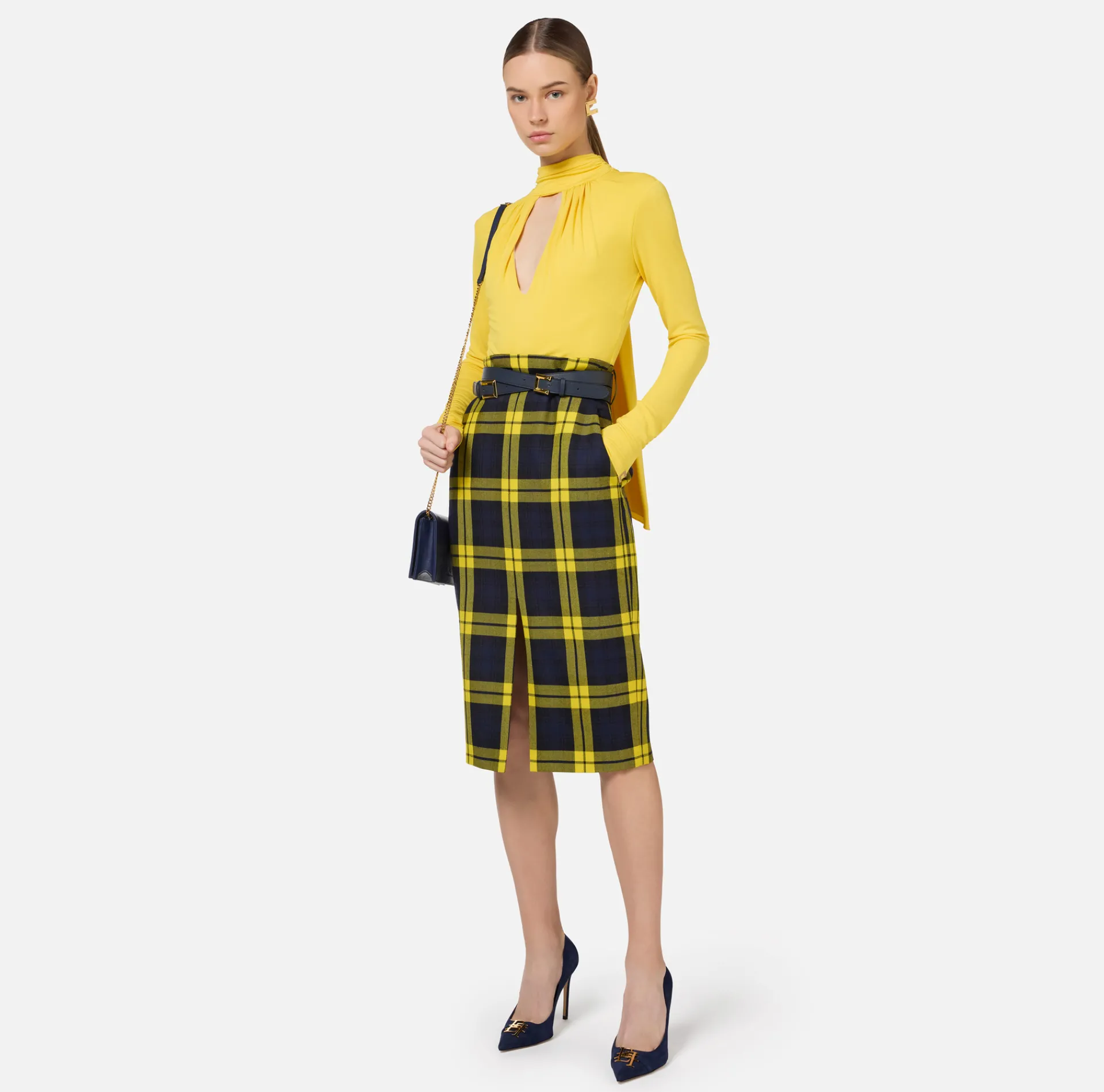 Elisabetta Franchi Top And T-Shirts|Tie neck bodysuit in jersey fabric Mimosa