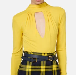 Elisabetta Franchi Top And T-Shirts|Tie neck bodysuit in jersey fabric Mimosa