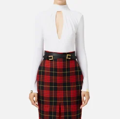 Elisabetta Franchi Top And T-Shirts|Tie neck bodysuit in jersey fabric Ivory