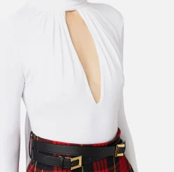 Elisabetta Franchi Top And T-Shirts|Tie neck bodysuit in jersey fabric Ivory