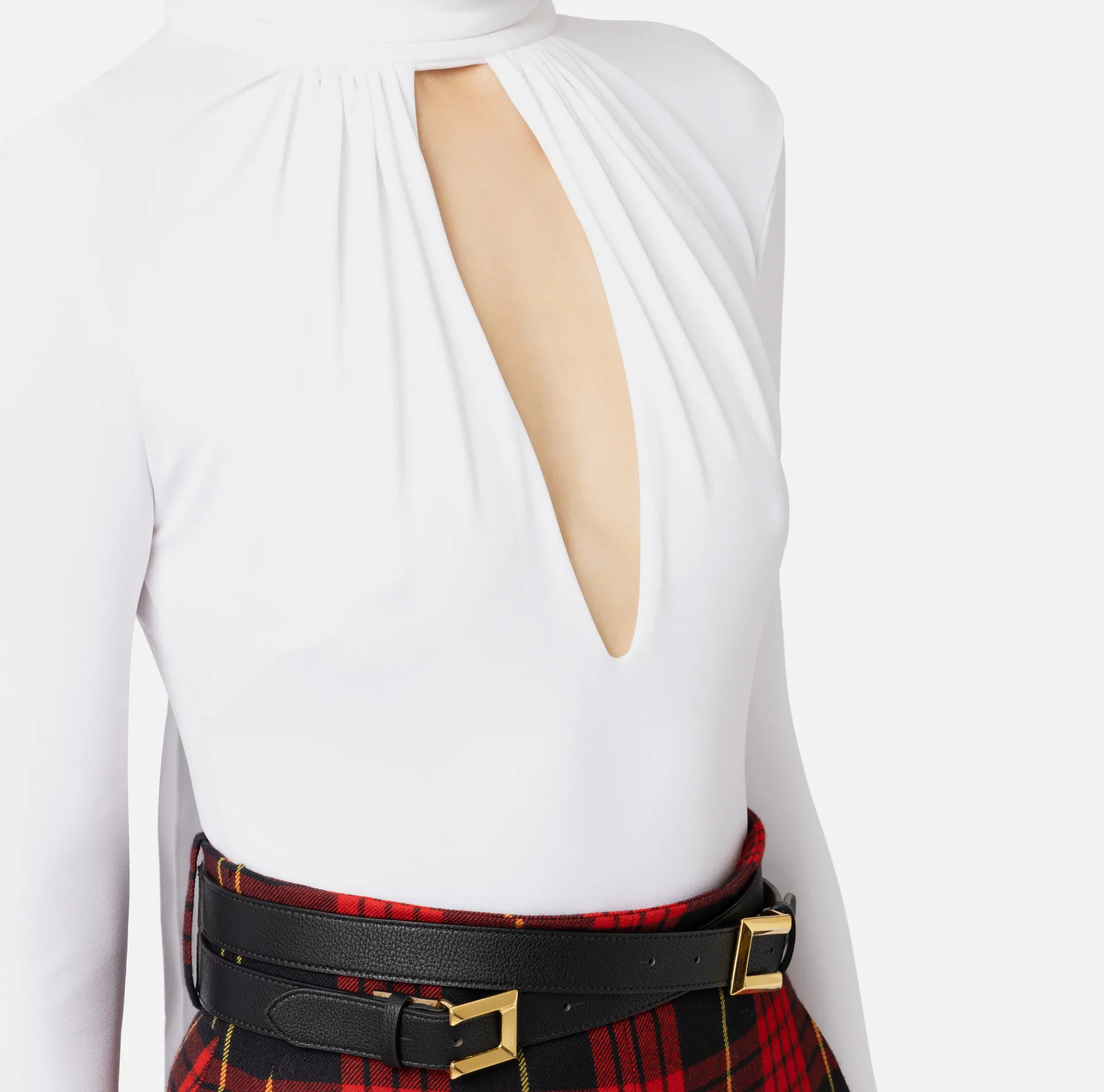 Elisabetta Franchi Top And T-Shirts|Tie neck bodysuit in jersey fabric Ivory