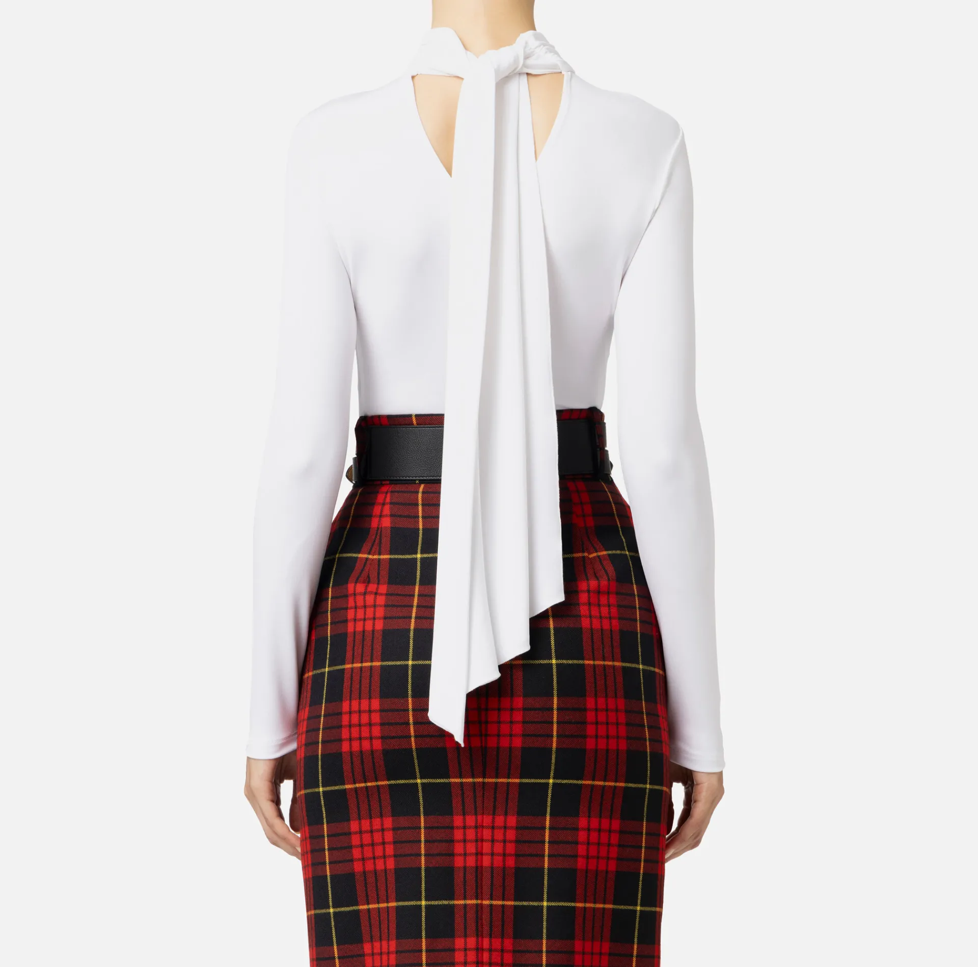 Elisabetta Franchi Top And T-Shirts|Tie neck bodysuit in jersey fabric Ivory