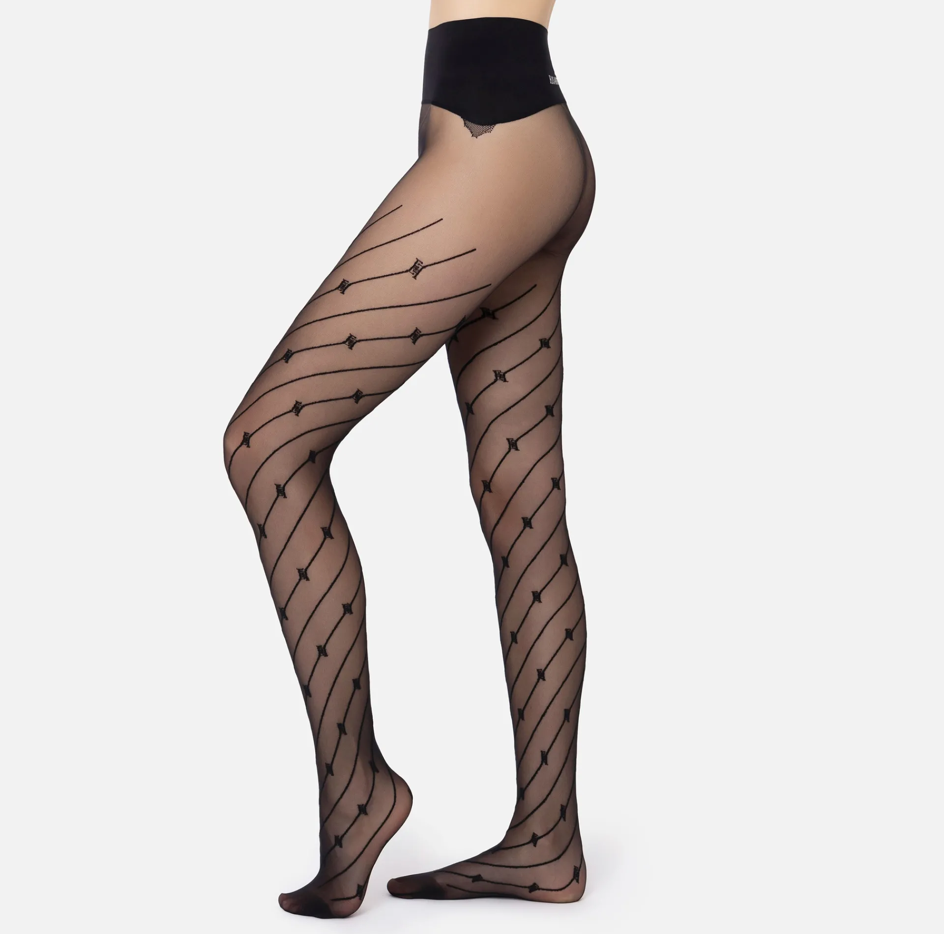 Elisabetta Franchi Stockings And Tights|Tights with diagonal stripe and logo Black