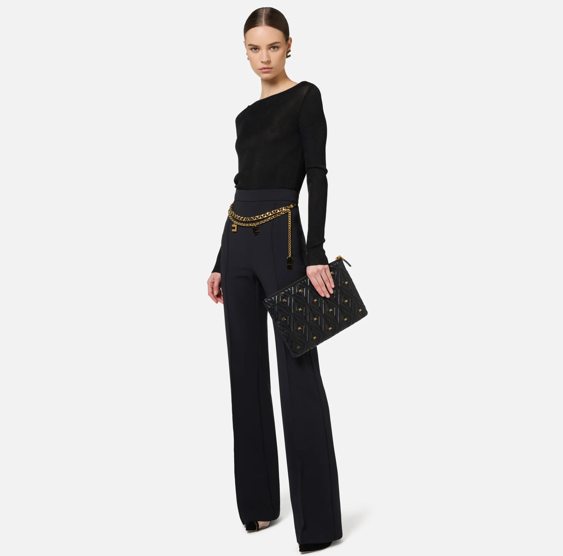 Elisabetta Franchi Clutch|Étoile Clutch Black