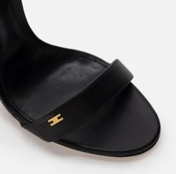 Elisabetta Franchi Sandals|Étoile Nappa leather sandals with ankle strap Black