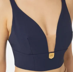 Elisabetta Franchi Top And T-Shirts|Top in double layer crêpe with logo plaque Navy