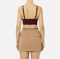 Elisabetta Franchi Top And T-Shirts|Top in double layer crêpe with logo plaque RougeNoir