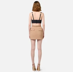 Elisabetta Franchi Top And T-Shirts|Top in double layer crêpe with logo plaque Black