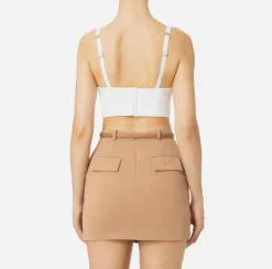 Elisabetta Franchi Top And T-Shirts|Top in double layer crêpe with logo plaque Ivory