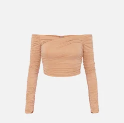Elisabetta Franchi Top And T-Shirts|Top in draped cupro jersey fabric PeachRose