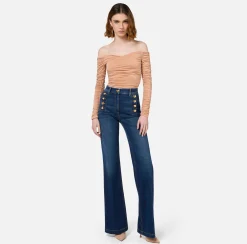 Elisabetta Franchi Top And T-Shirts|Top in draped cupro jersey fabric PeachRose