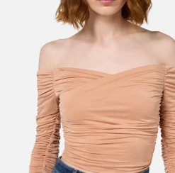 Elisabetta Franchi Top And T-Shirts|Top in draped cupro jersey fabric PeachRose
