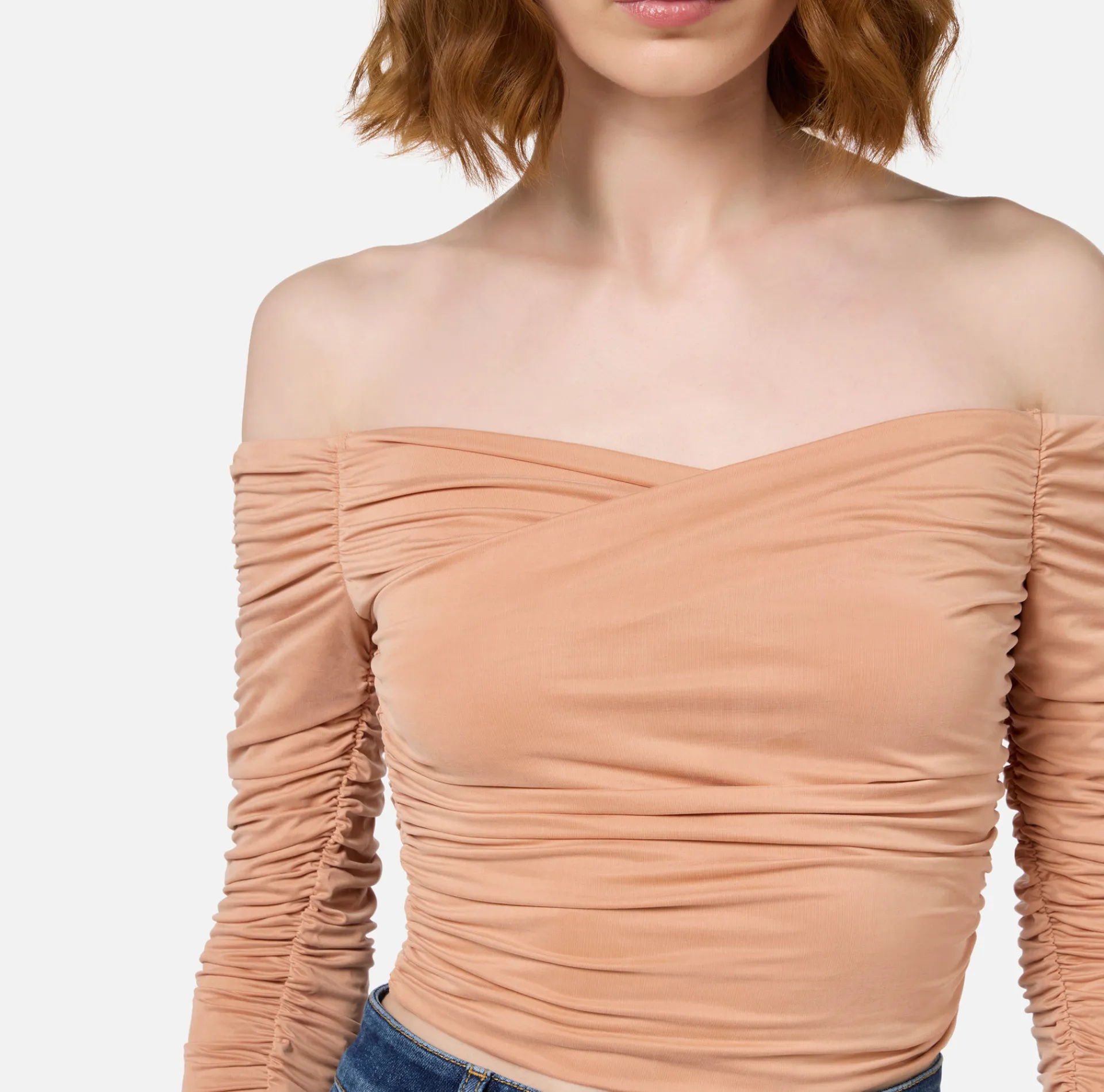 Elisabetta Franchi Top And T-Shirts|Top in draped cupro jersey fabric PeachRose