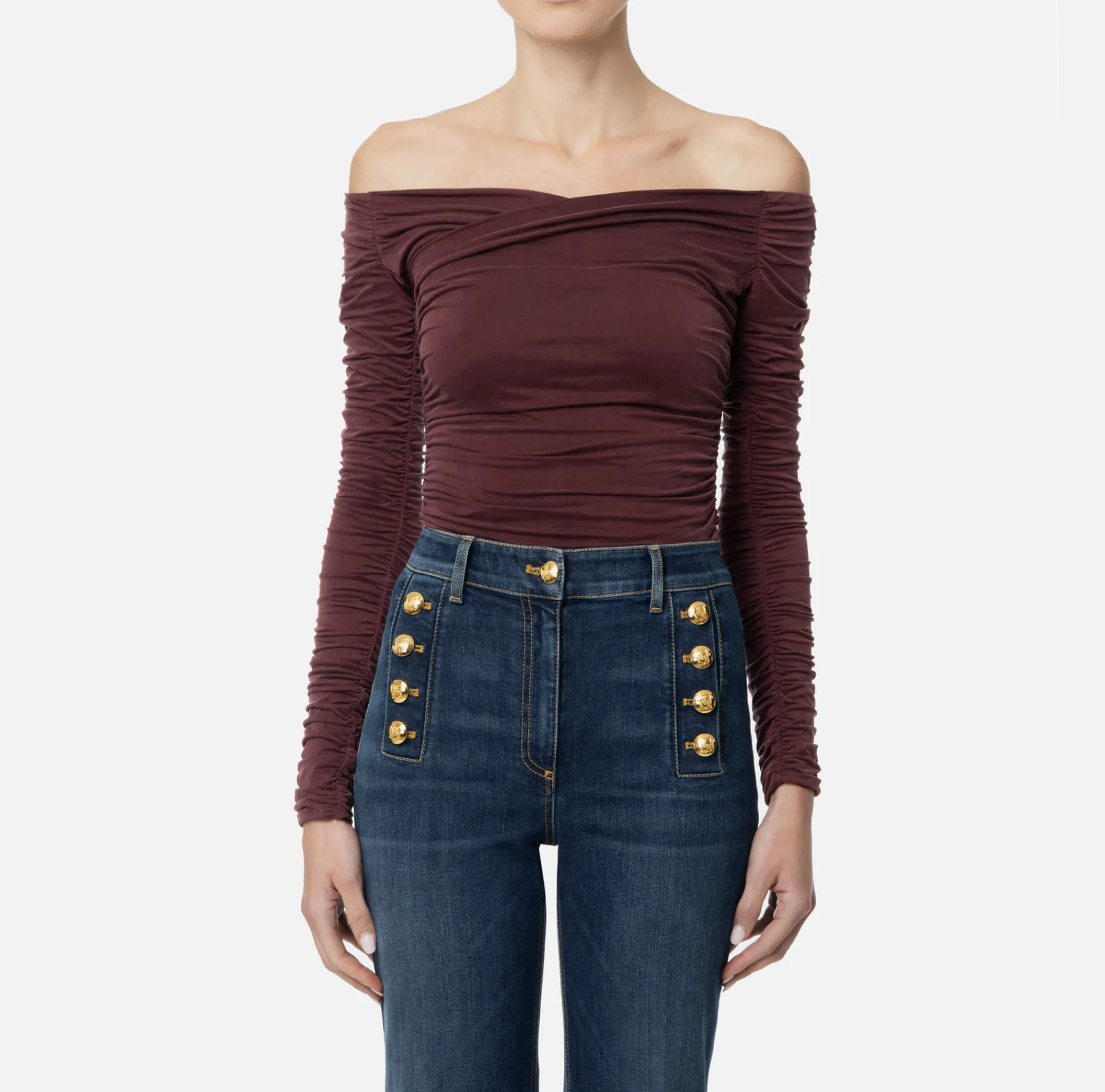 Elisabetta Franchi Top And T-Shirts|Top in draped cupro jersey fabric RougeNoir