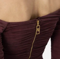Elisabetta Franchi Top And T-Shirts|Top in draped cupro jersey fabric RougeNoir