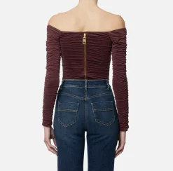 Elisabetta Franchi Top And T-Shirts|Top in draped cupro jersey fabric RougeNoir
