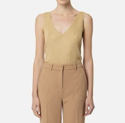 Elisabetta Franchi Top And T-Shirts|Top in pleated rib viscose fabric Cream