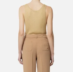 Elisabetta Franchi Top And T-Shirts|Top in pleated rib viscose fabric Cream