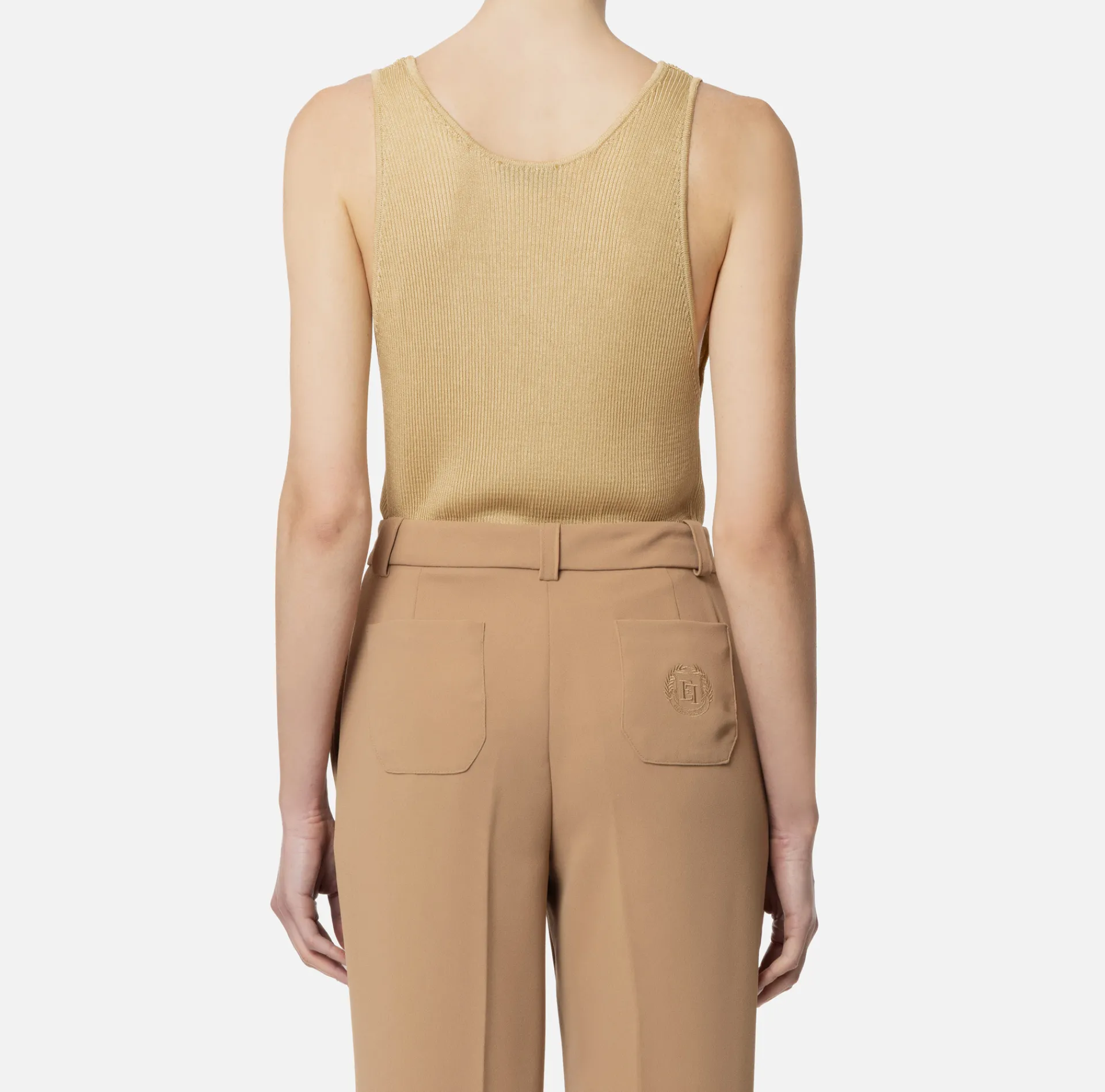 Elisabetta Franchi Top And T-Shirts|Top in pleated rib viscose fabric Cream