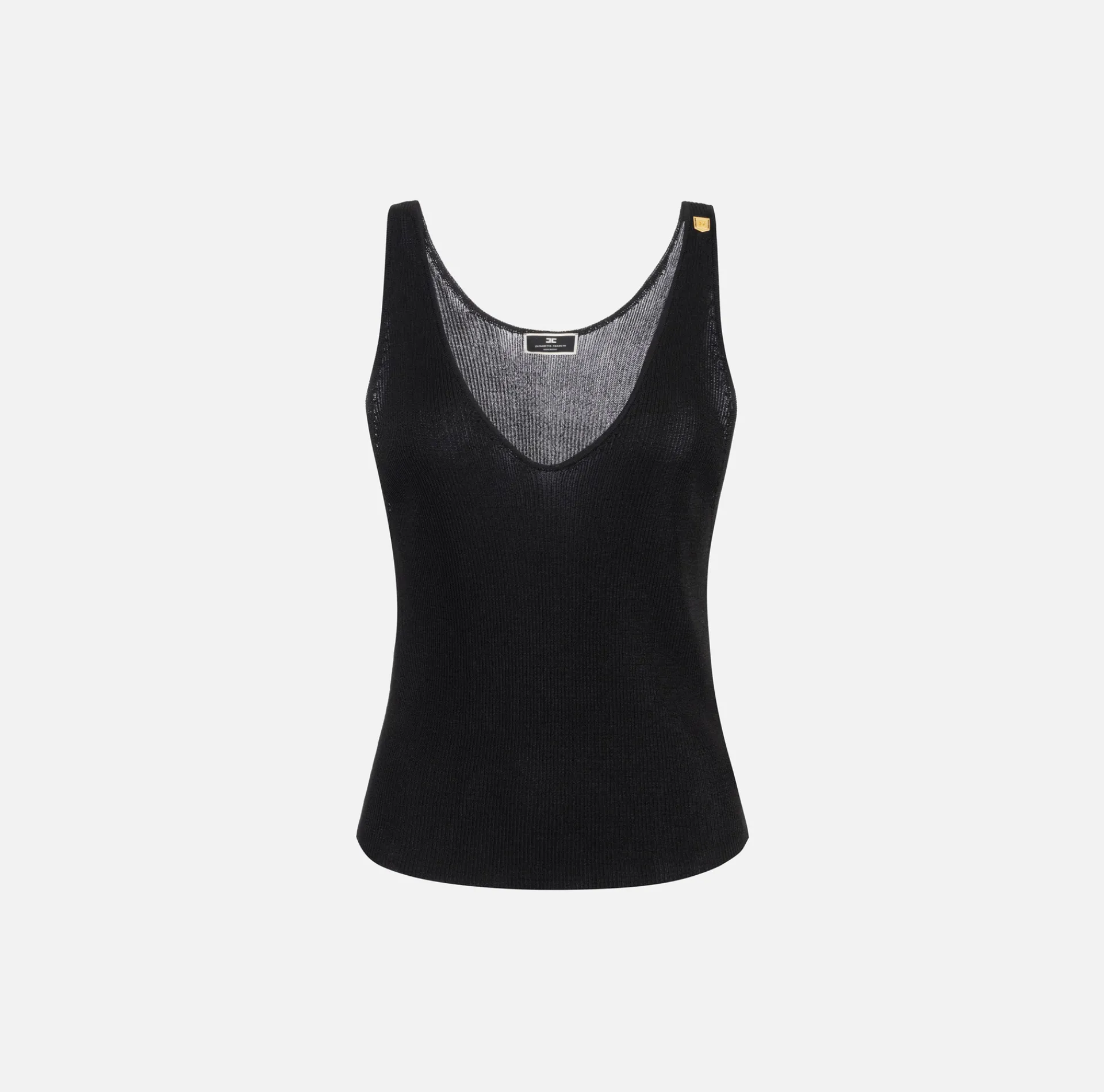 Elisabetta Franchi Top And T-Shirts|Top in pleated rib viscose fabric Black