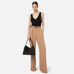 Elisabetta Franchi Top And T-Shirts|Top in pleated rib viscose fabric Black