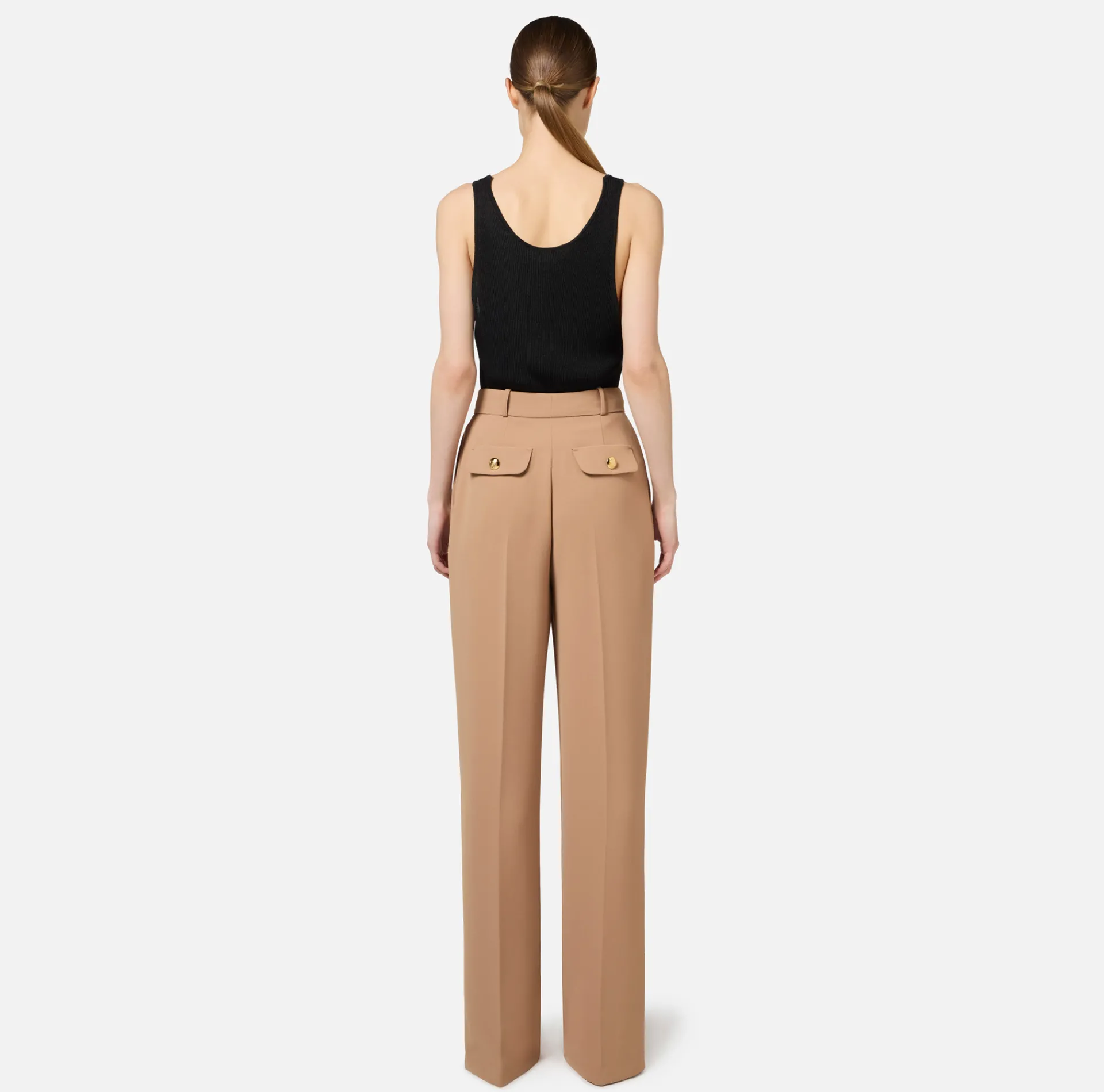 Elisabetta Franchi Top And T-Shirts|Top in pleated rib viscose fabric Black
