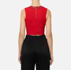 Elisabetta Franchi Top And T-Shirts|Top in viscose fabric with chain RedPassion