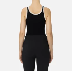 Elisabetta Franchi Top And T-Shirts|Top in viscose fabric with college-style logo Black/Butter