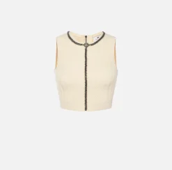 Elisabetta Franchi Top And T-Shirts|Top in viscose fabric with chain Butter