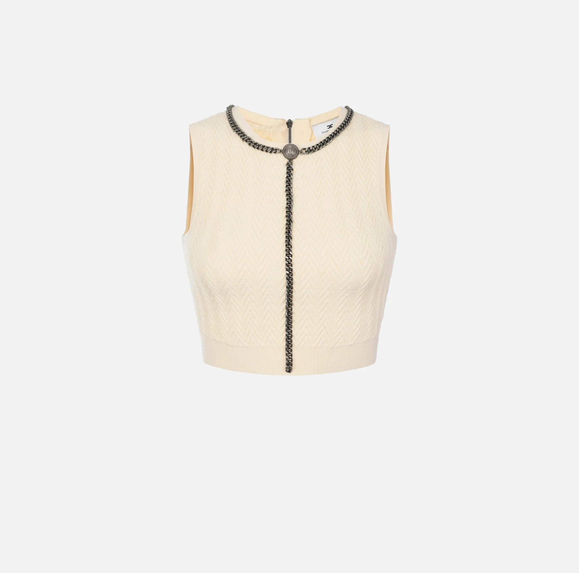 Elisabetta Franchi Top And T-Shirts|Top in viscose fabric with chain Butter