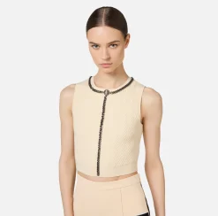 Elisabetta Franchi Top And T-Shirts|Top in viscose fabric with chain Butter