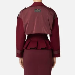Elisabetta Franchi Jackets And Trench Coats|Trench coat in viscose with voile fabric inserts RougeNoir