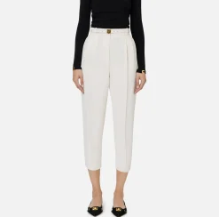 Elisabetta Franchi Trousers And Shorts|Trousers in crêpe fabric with belt and embroidery Butter